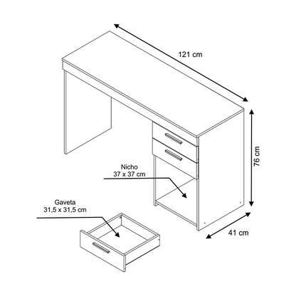 Escritorio 2 cajones Office blanco