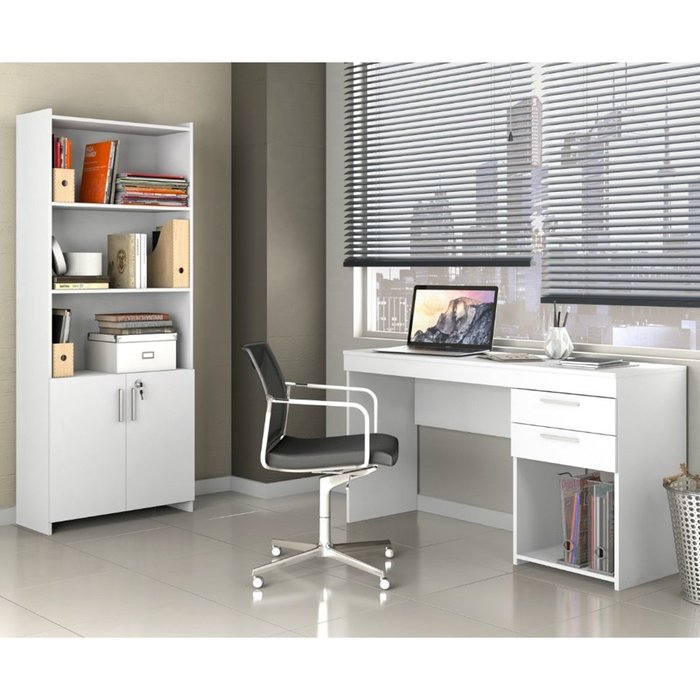 Escritorio 2 cajones Office blanco