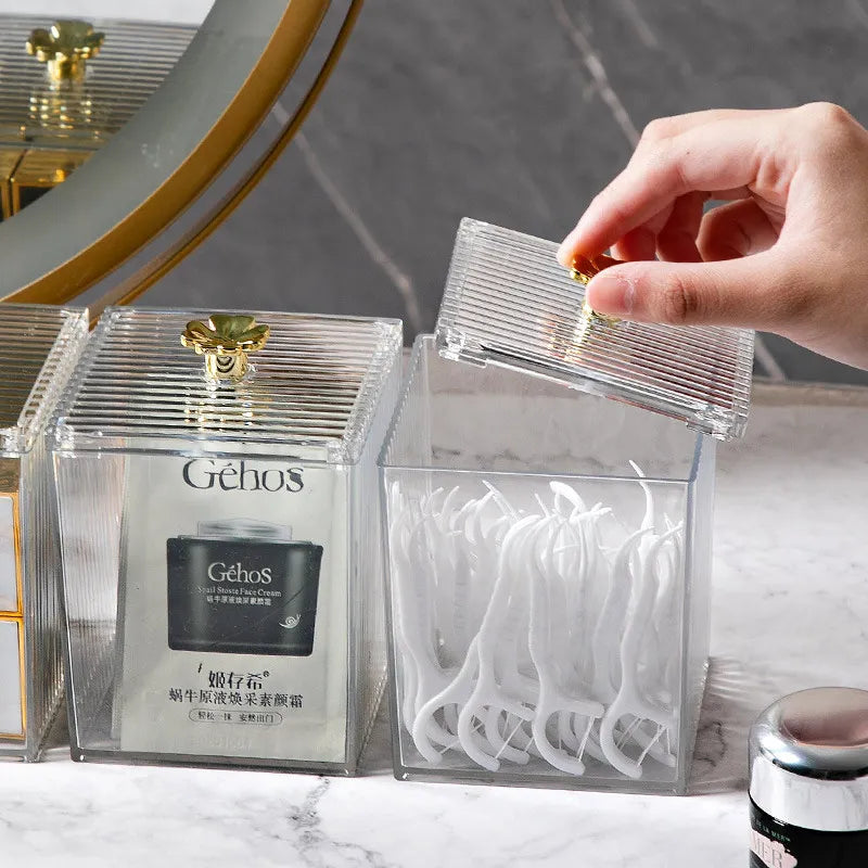 Contenedor acrílico para hisopos y algodón